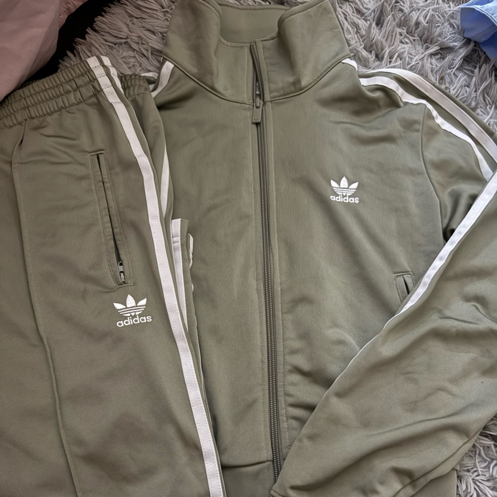 Adidas Sage Green Jacket with White Details